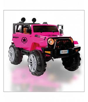 COCHE INFANTIL JEEP 4 MOTORES,4WD, AUTO 12V, MANDO RC, ROSA-PINK, 2 PLAZAS - AT-BIGFOTPINK
